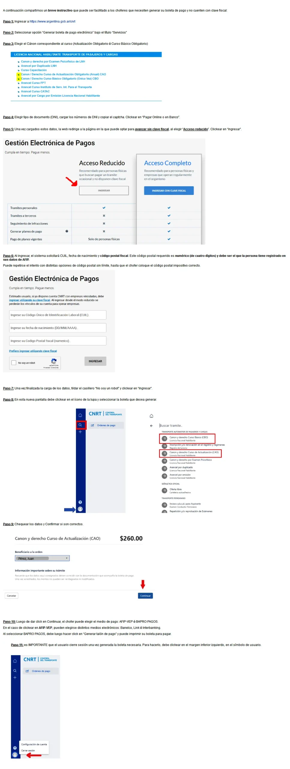 curso cnrt boleta de pago - Cómo generar la boleta de pago BUi