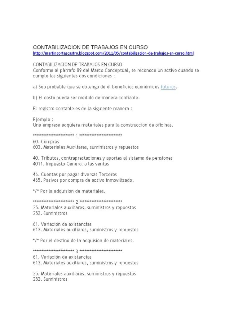cuenta contable obras en curso - Cómo se contabilizan las obras en curso
