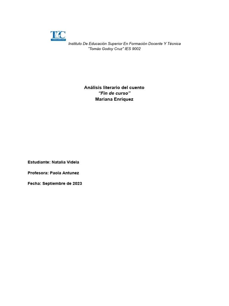 fin de curso mariana enriquez - Cómo se llama la protagonista del cuento Fin de curso