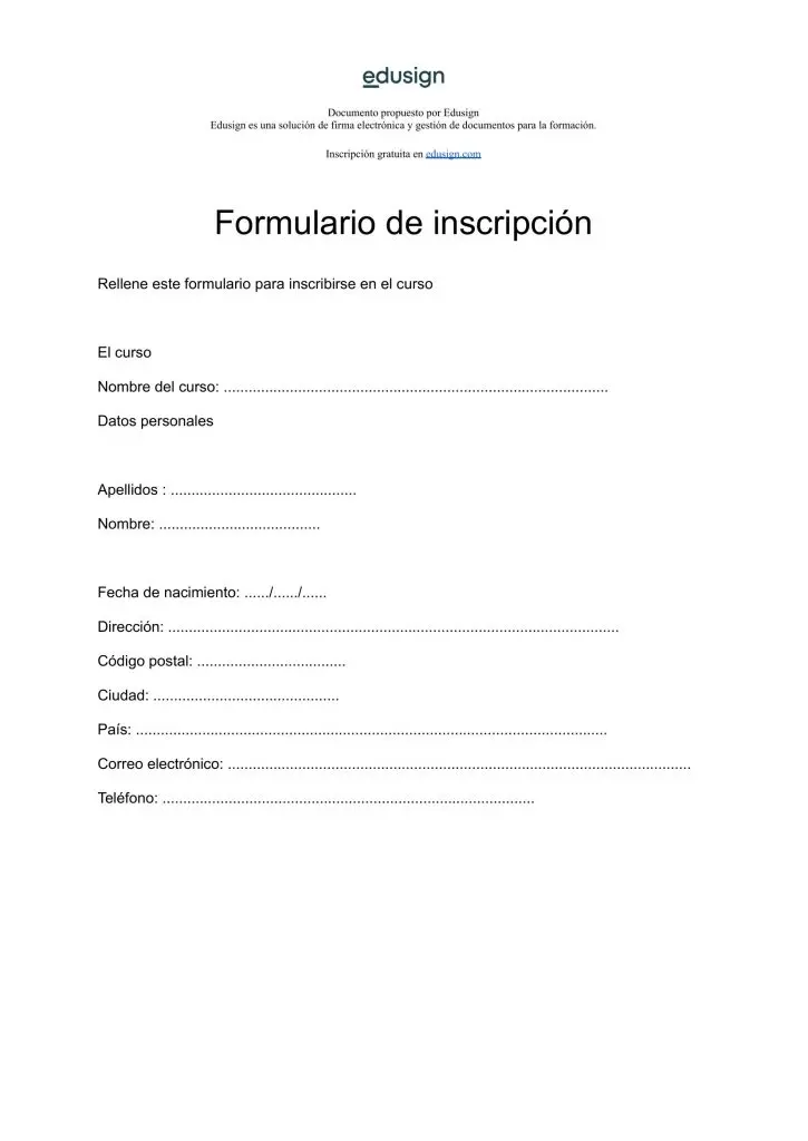 formulario de inscripcion a curso - Cuál es el formato de inscripción
