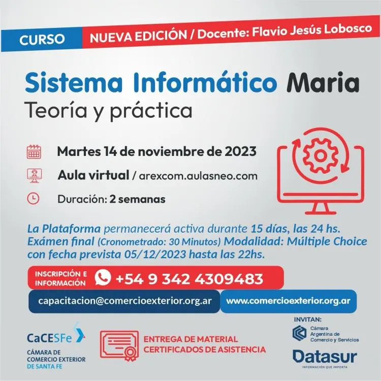 curso sistema informatico maria - Cuánto cuesta el curso de aduana en Ecuador