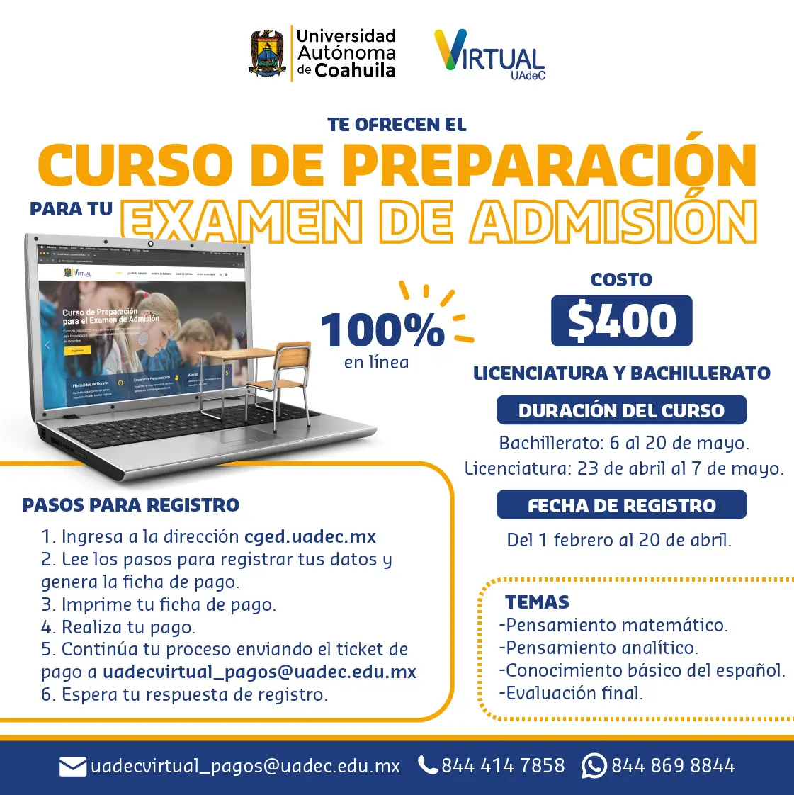 cursos para examen de admision - Cuánto cuesta un curso para examen de admisión UDG