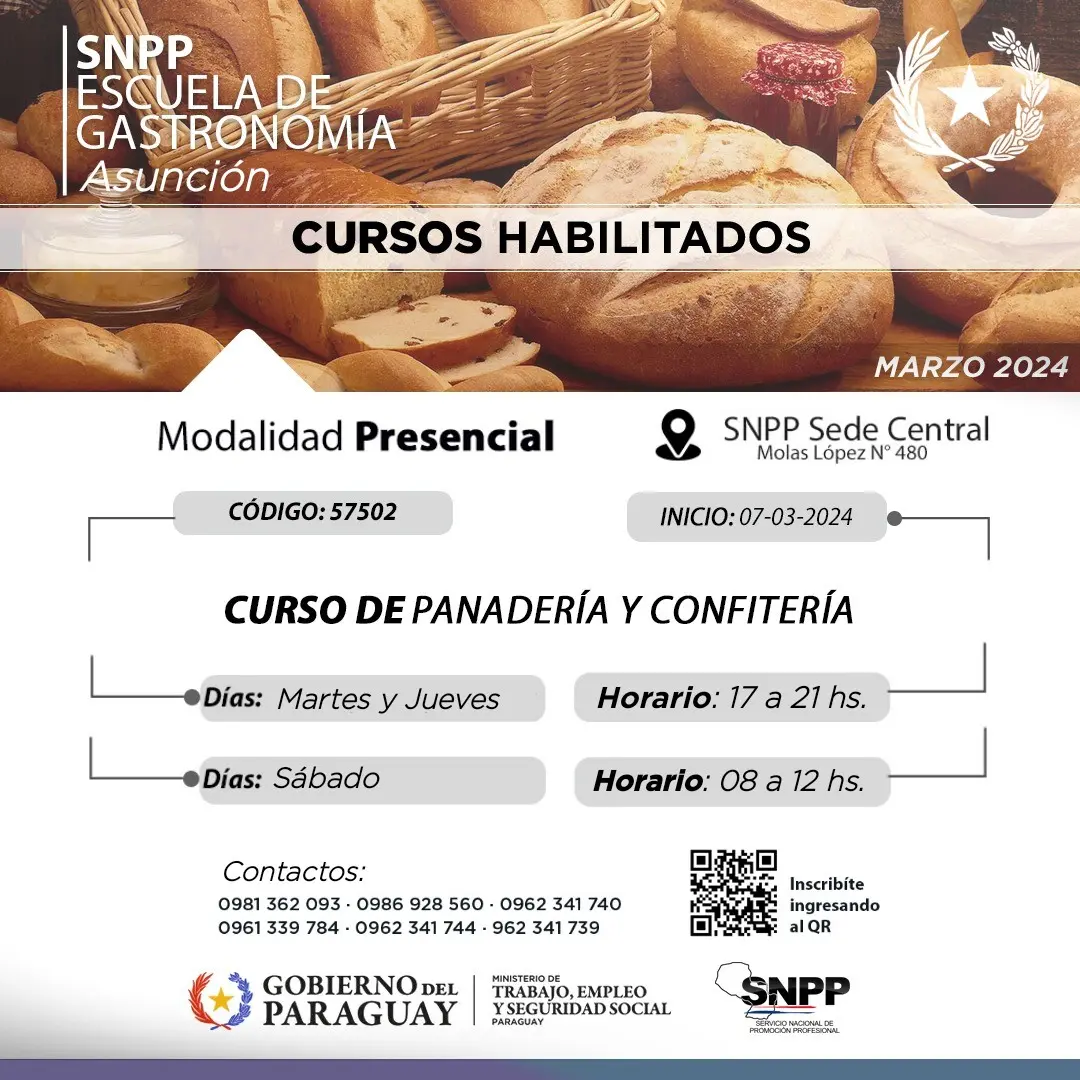 curso de panaderia paraguay - Cuántos años se estudia confitería en Paraguay