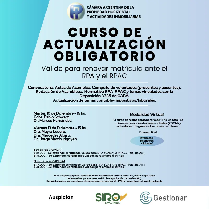 caphai cursos - Cuántos consorcios hay en Argentina