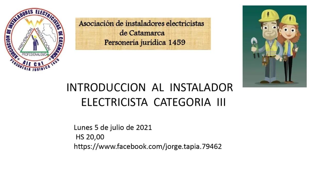 curso virtual instalador electricista categoría iii - Qué hace un electricista de tercera categoría
