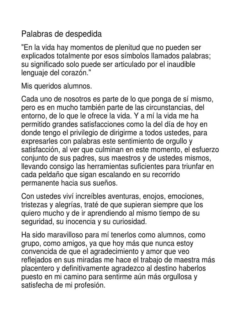 fin de curso palabras - Qué palabras de despedida y agradecimiento