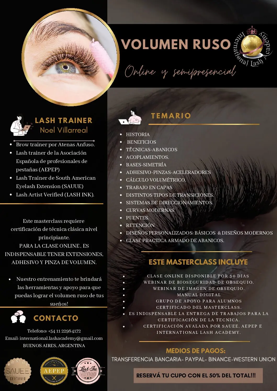 temario curso extensiones de pestañas - Qué se enseña en un curso de pestañas